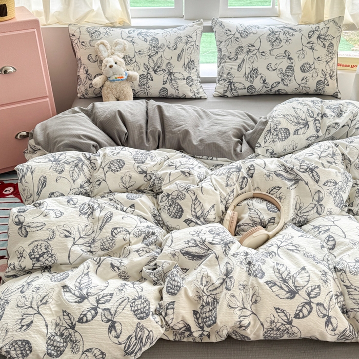 91家纺网 家纺一手货源 找家纺 温眠家纺 2025新款云感针织双层纱四件套 幽兰