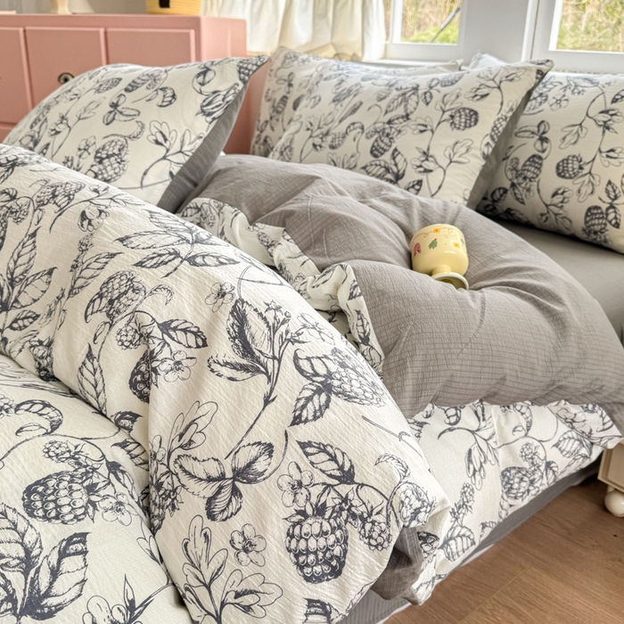 91家纺网 家纺一手货源 找家纺 温眠家纺 2025新款云感针织双层纱四件套 幽兰