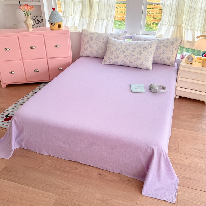 91家纺网 家纺一手货源 找家纺 温眠家纺 2025新款云感针织双层纱四件套 花开半夏