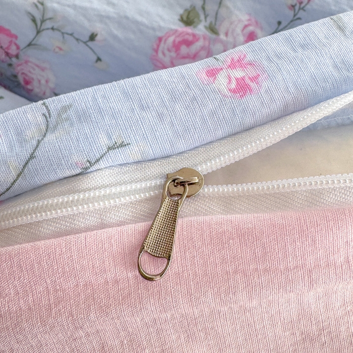 91家纺网 家纺一手货源 找家纺 温眠家纺 2025新款云感针织双层纱四件套 蓝溪