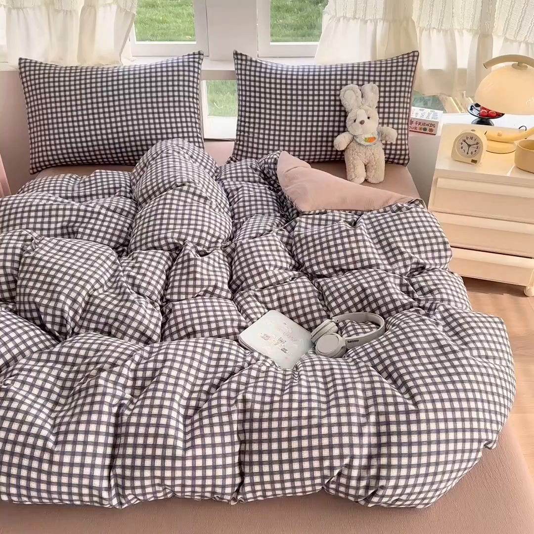 91家纺网 家纺一手货源 找家纺 温眠家纺 2025新款云感针织双层纱四件套 罗格先生