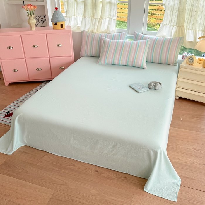 91家纺网 家纺一手货源 找家纺 温眠家纺 2025新款云感针织双层纱四件套 遇见彩虹