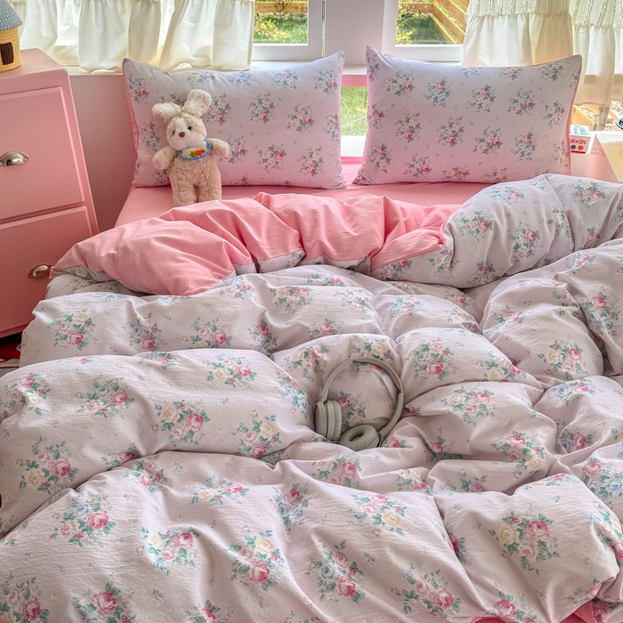 91家纺网 家纺一手货源 找家纺 温眠家纺 2025新款云感针织双层纱四件套 朱丽叶