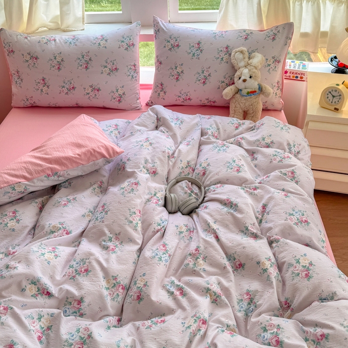 91家纺网 家纺一手货源 找家纺 温眠家纺 2025新款云感针织双层纱四件套 朱丽叶