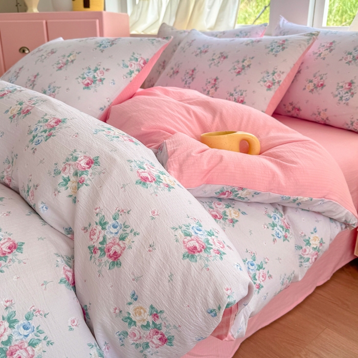 91家纺网 家纺一手货源 找家纺 温眠家纺 2025新款云感针织双层纱四件套 朱丽叶