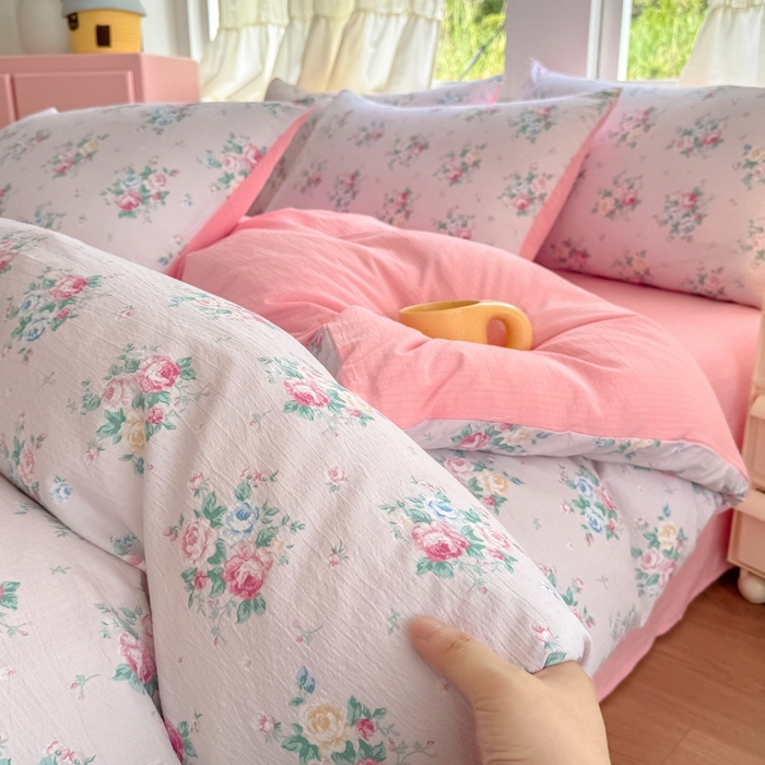 91家纺网 家纺一手货源 找家纺 温眠家纺 2025新款云感针织双层纱四件套 朱丽叶