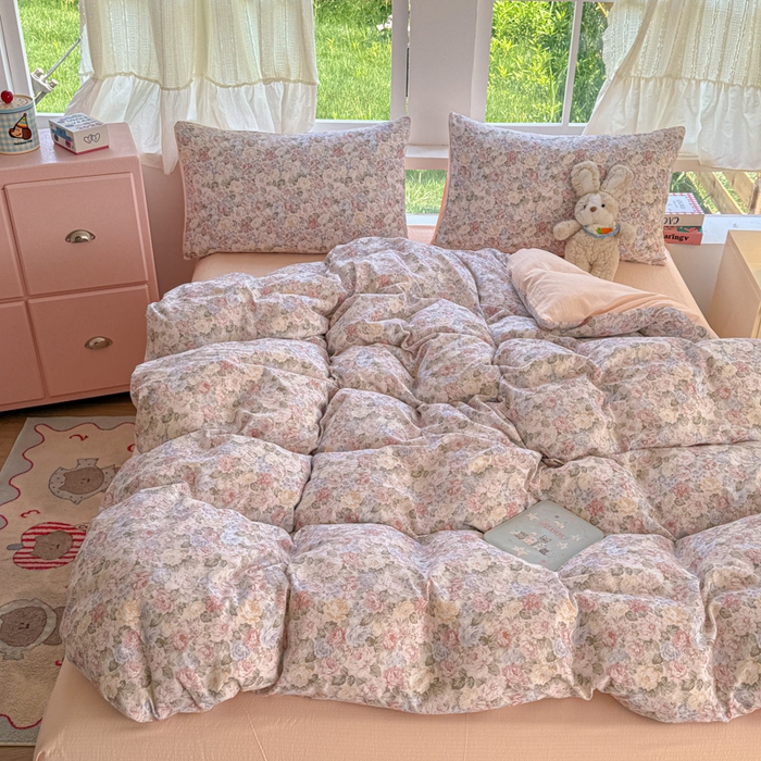 91家纺网 家纺一手货源 找家纺 温眠家纺 2025新款云感针织双层纱四件套 梵高