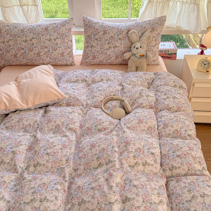 91家纺网 家纺一手货源 找家纺 温眠家纺 2025新款云感针织双层纱四件套 梵高