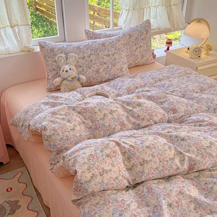 91家纺网 家纺一手货源 找家纺 温眠家纺 2025新款云感针织双层纱四件套 梵高