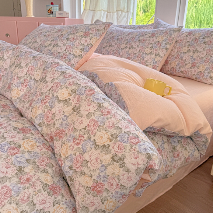 91家纺网 家纺一手货源 找家纺 温眠家纺 2025新款云感针织双层纱四件套 梵高