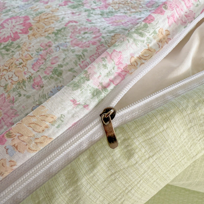 91家纺网 家纺一手货源 找家纺 温眠家纺 2025新款云感针织双层纱四件套 粉黛