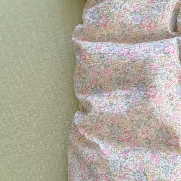 91家纺网 家纺一手货源 找家纺 温眠家纺 2025新款云感针织双层纱四件套 粉黛