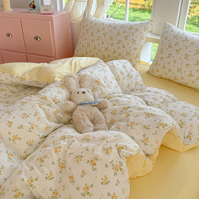 91家纺网 家纺一手货源 找家纺 温眠家纺 2025新款云感针织双层纱四件套 梨花落