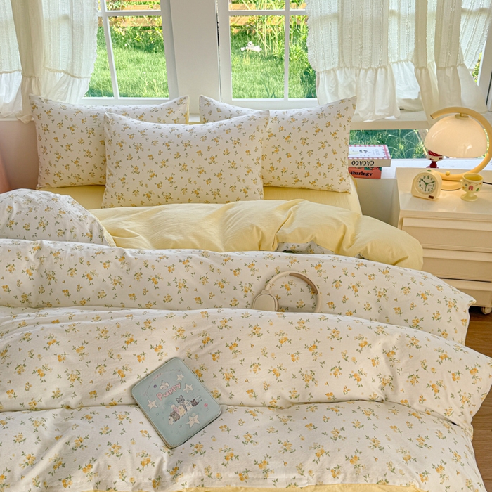 91家纺网 家纺一手货源 找家纺 温眠家纺 2025新款云感针织双层纱四件套 梨花落