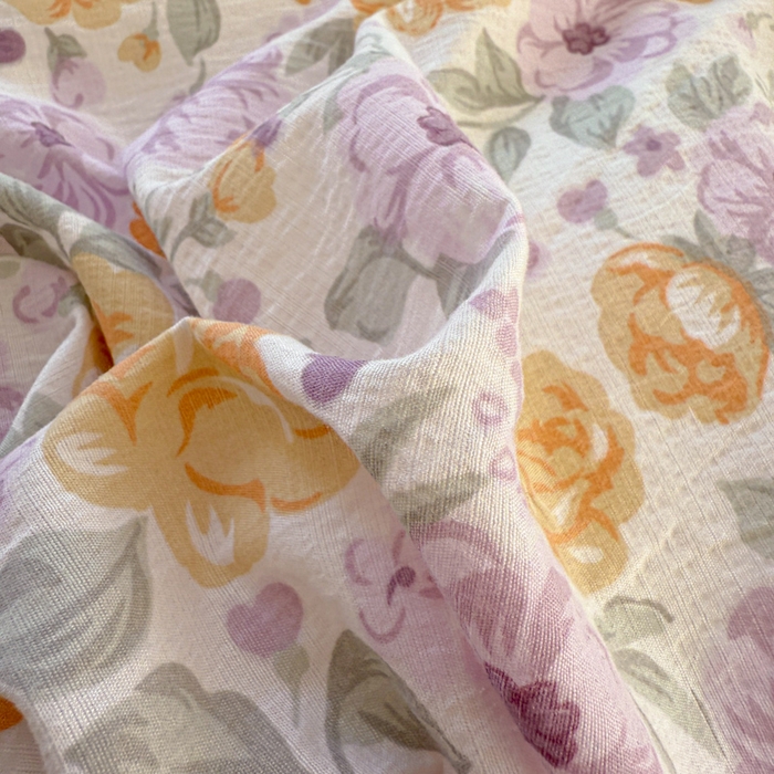 91家纺网 家纺一手货源 找家纺 温眠家纺 2025新款云感针织双层纱四件套 紫薇花