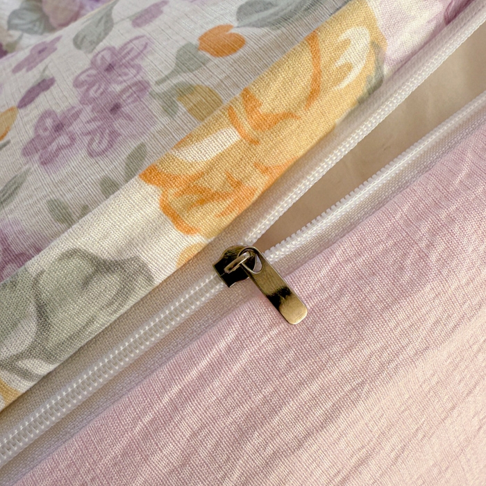 91家纺网 家纺一手货源 找家纺 温眠家纺 2025新款云感针织双层纱四件套 紫薇花