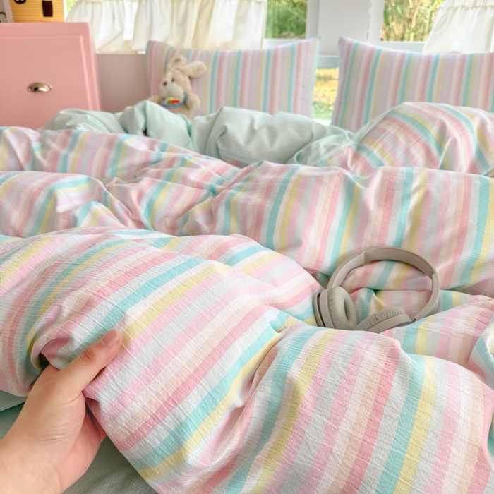 91家纺网 家纺一手货源 找家纺 （总）温眠家纺 2025新款活性印染云感针织双层纱四件套