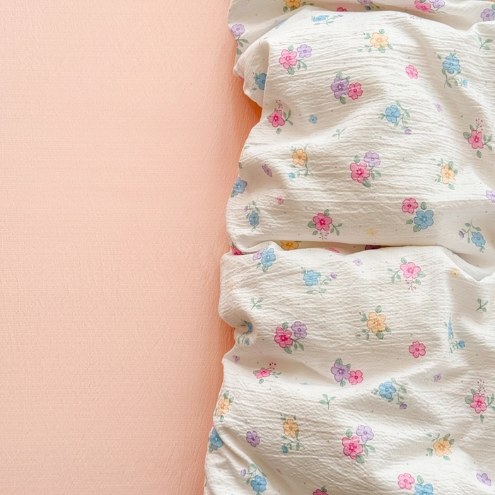 91家纺网 家纺一手货源 找家纺 温眠家纺 2025新款活性印染云感针织双层纱四件套 春之语