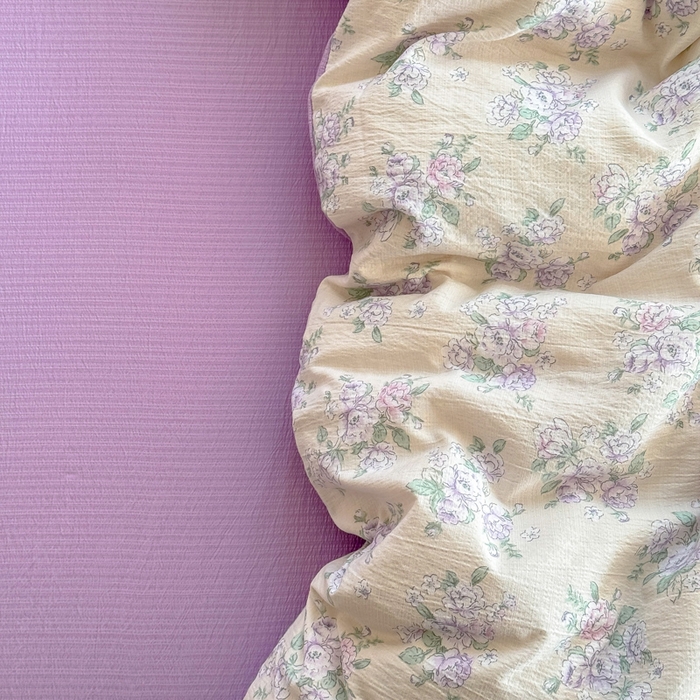 91家纺网 家纺一手货源 找家纺 温眠家纺 2025新款活性印染云感针织双层纱四件套 花开半夏