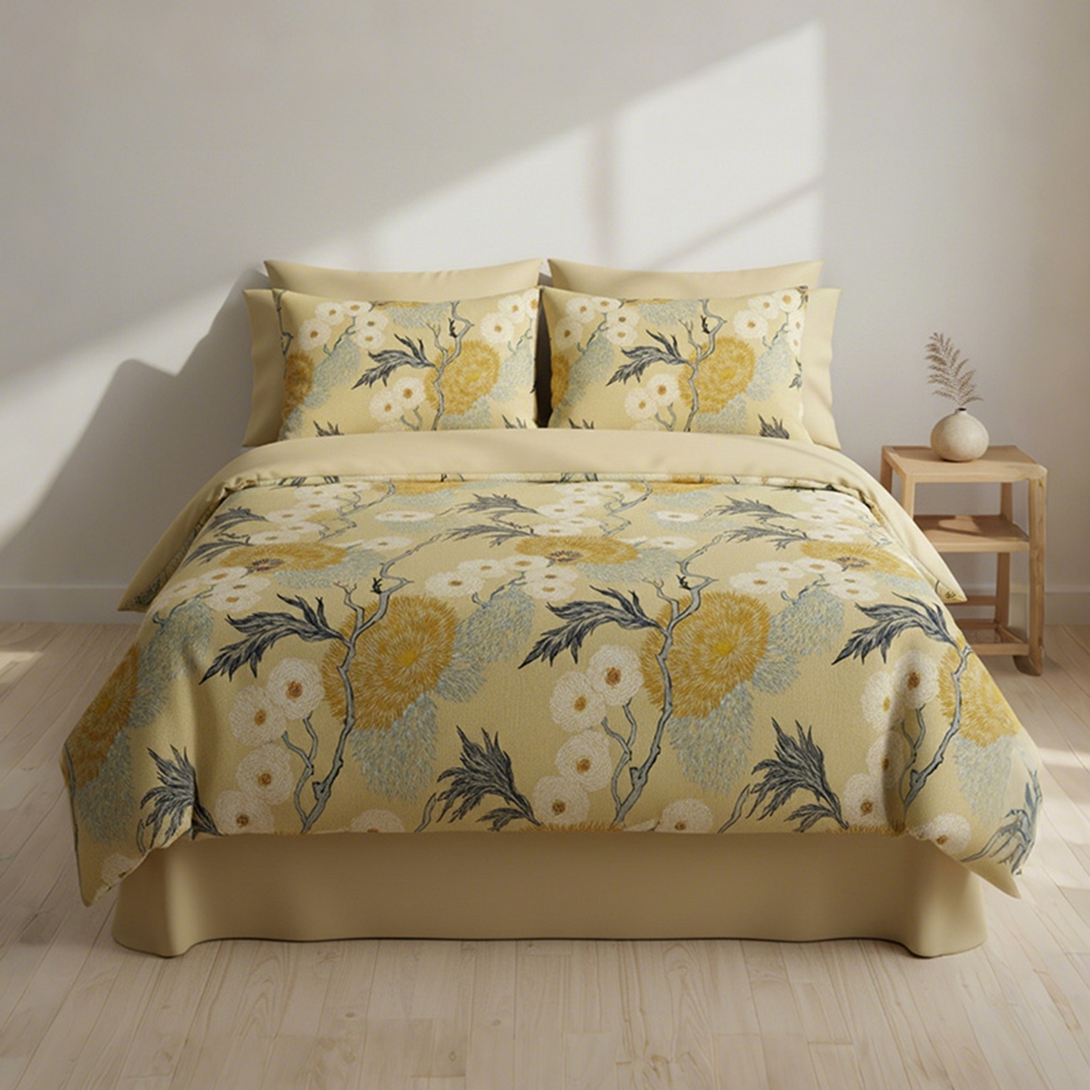 91家纺网 家纺一手货源 找家纺 （总）纯色雨家纺 2026新款全棉四件套100纯棉艺术套件国潮风高端斜纹数码印花四季床品