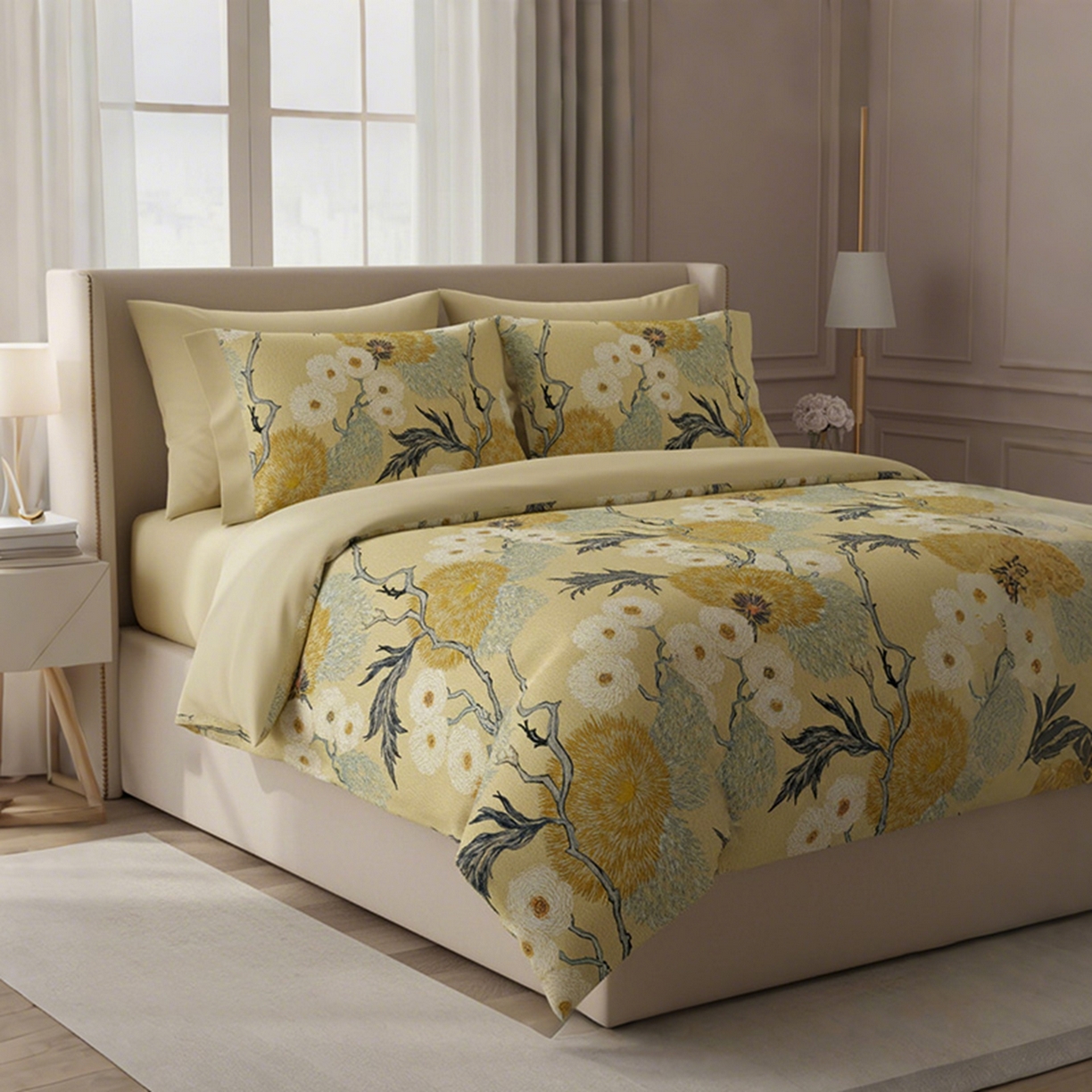 91家纺网 家纺一手货源 找家纺 （总）纯色雨家纺 2026新款全棉四件套100纯棉艺术套件国潮风高端斜纹数码印花四季床品