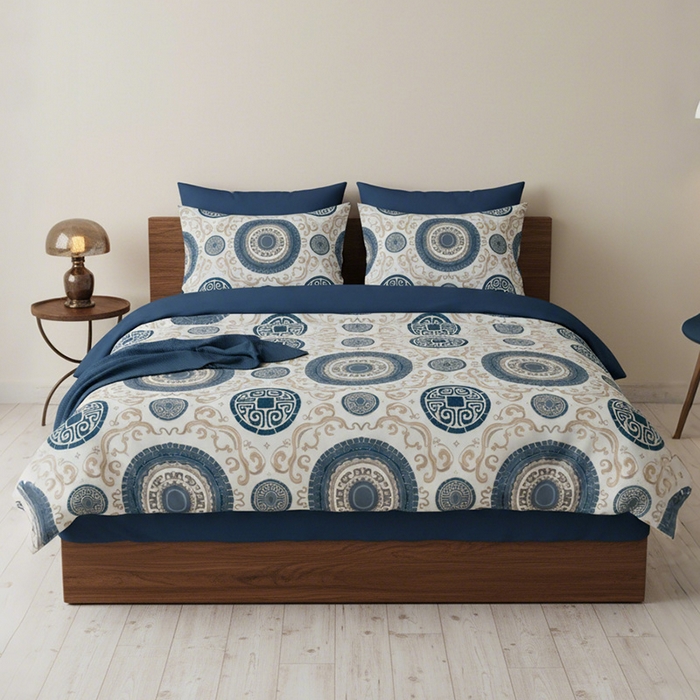 91家纺网 家纺一手货源 找家纺 纯色雨家纺 2026新款全棉四件套100纯棉中国风家纺套件斜纹数码印花四季床品 欧兰