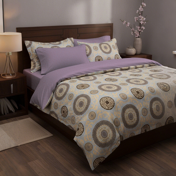 91家纺网 家纺一手货源 找家纺 纯色雨家纺 2026新款全棉四件套100纯棉中国风家纺套件斜纹数码印花四季床品 金福