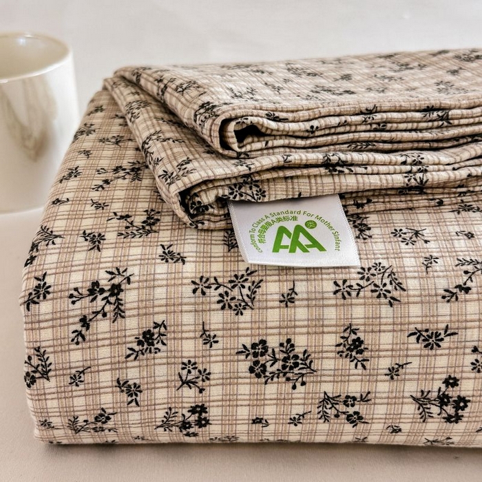 91家纺网 家纺一手货源 找家纺 温眠家纺 2025春夏新款云感棉双层纱床单单床单枕套三件套 失约温柔