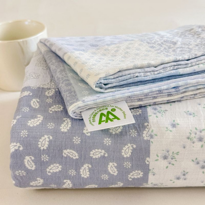 温眠家纺 2025春夏新款云感棉双层纱床单单床单枕套三件套 半亩花田