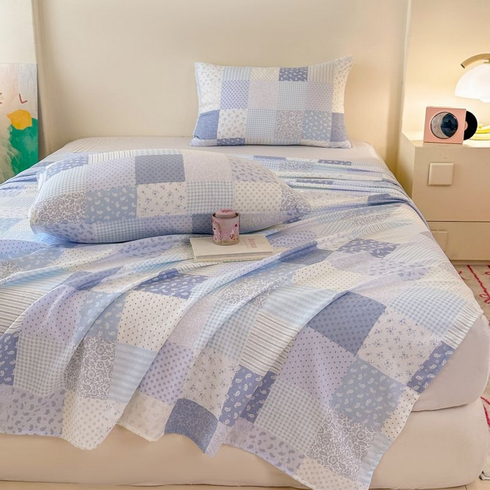 91家纺网 家纺一手货源 找家纺 温眠家纺 2025春夏新款云感棉双层纱床单单床单枕套三件套 半亩花田