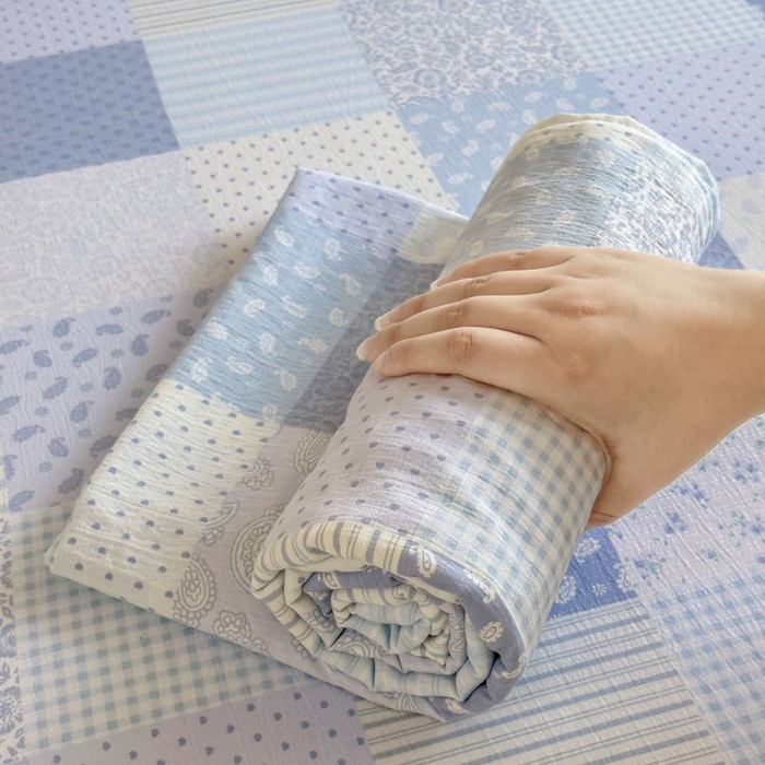 91家纺网 家纺一手货源 找家纺 温眠家纺 2025春夏新款云感棉双层纱床单单床单枕套三件套 半亩花田