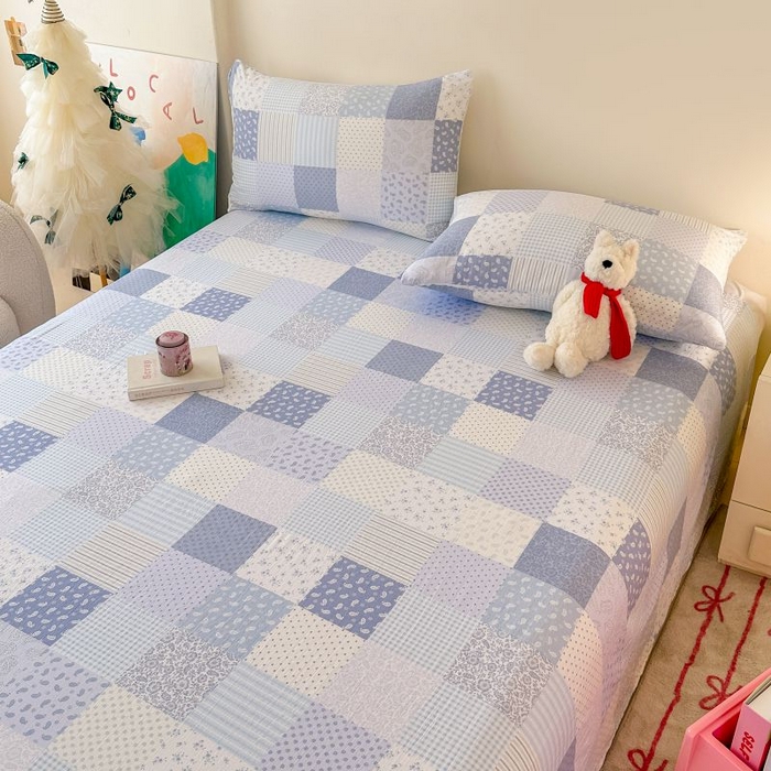 91家纺网 家纺一手货源 找家纺 温眠家纺 2025春夏新款云感棉双层纱床单单床单枕套三件套 半亩花田