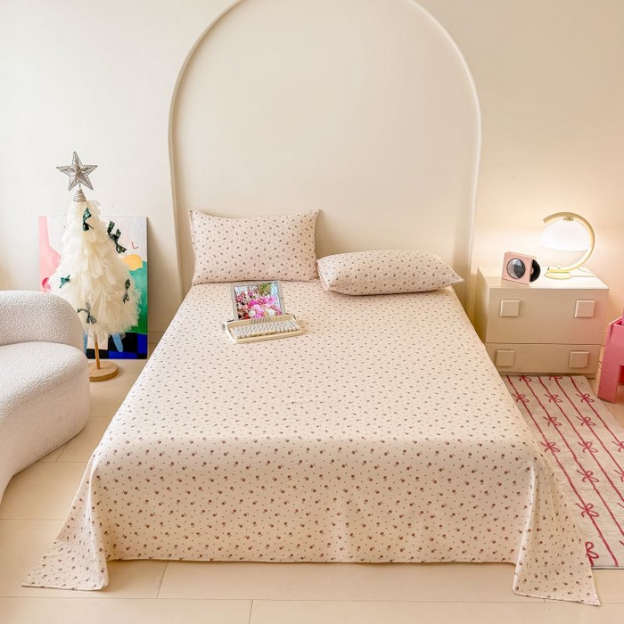 91家纺网 家纺一手货源 找家纺 温眠家纺 2025春夏新款云感棉双层纱床单单床单枕套三件套 旧梦难续