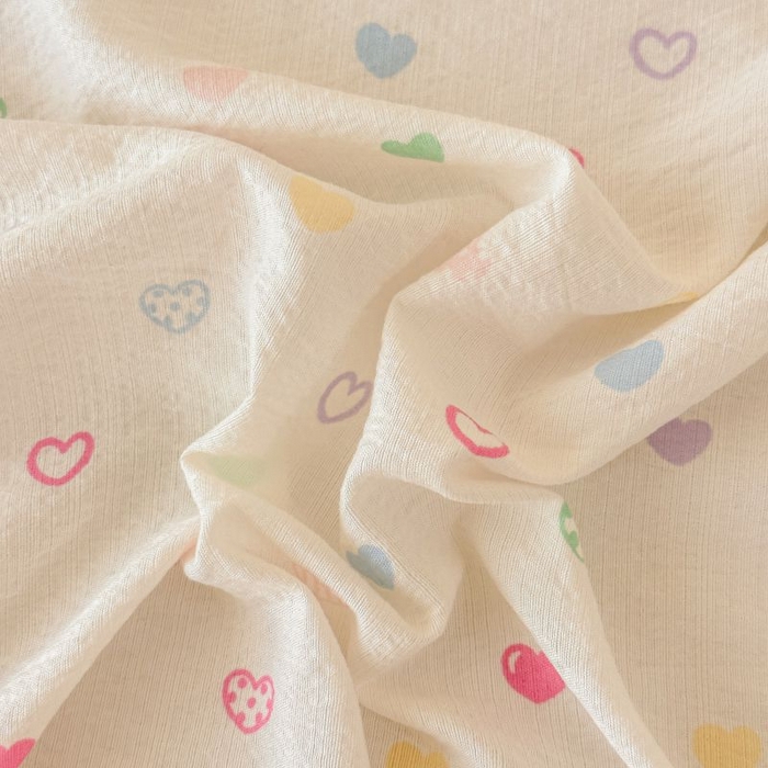 91家纺网 家纺一手货源 找家纺 温眠家纺 2025春夏新款云感棉双层纱床单单床单枕套三件套 浪漫邂逅