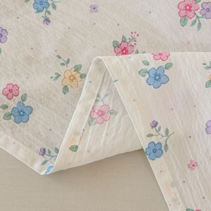 91家纺网 家纺一手货源 找家纺 温眠家纺 2025春夏新款云感棉双层纱床单单床单枕套三件套 铃兰春信