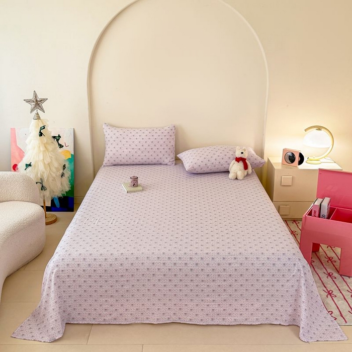 91家纺网 家纺一手货源 找家纺 温眠家纺 2025春夏新款云感棉双层纱床单单床单枕套三件套 琉璃瓦梦