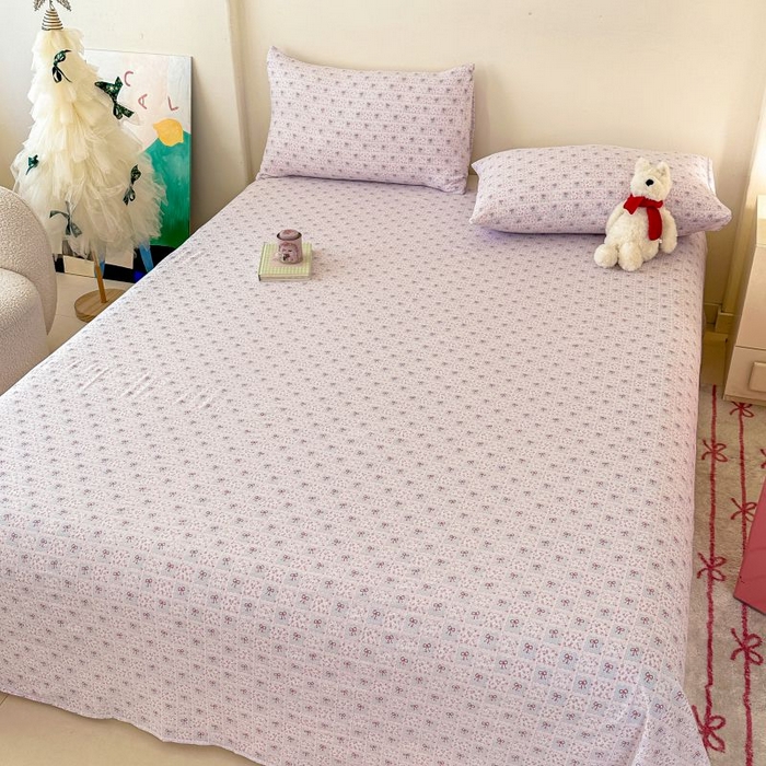 91家纺网 家纺一手货源 找家纺 温眠家纺 2025春夏新款云感棉双层纱床单单床单枕套三件套 琉璃瓦梦