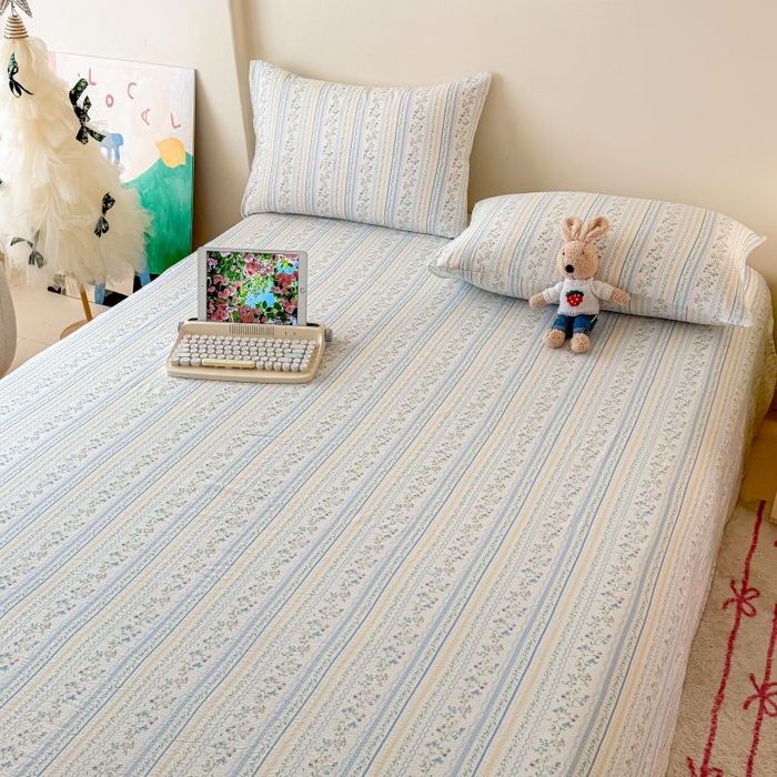 91家纺网 家纺一手货源 找家纺 温眠家纺 2025春夏新款云感棉双层纱床单单床单枕套三件套 洛克庄园