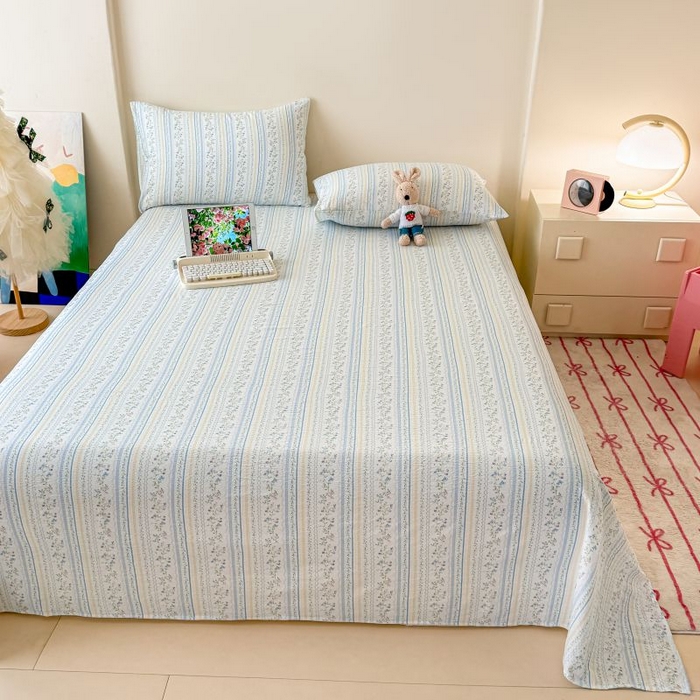 91家纺网 家纺一手货源 找家纺 温眠家纺 2025春夏新款云感棉双层纱床单单床单枕套三件套 洛克庄园