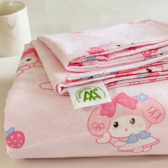 温眠家纺 2025春夏新款云感棉双层纱床单单床单枕套三件套 莓乐蒂