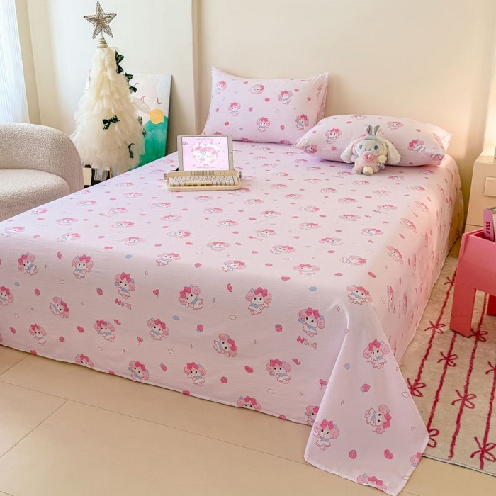 91家纺网 家纺一手货源 找家纺 温眠家纺 2025春夏新款云感棉双层纱床单单床单枕套三件套 莓乐蒂