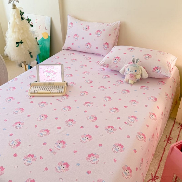 91家纺网 家纺一手货源 找家纺 温眠家纺 2025春夏新款云感棉双层纱床单单床单枕套三件套 莓乐蒂