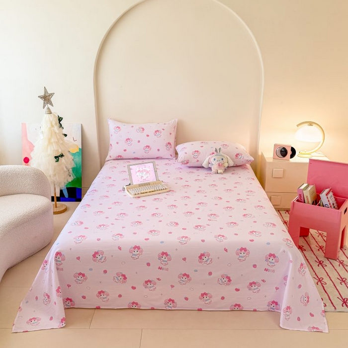 91家纺网 家纺一手货源 找家纺 温眠家纺 2025春夏新款云感棉双层纱床单单床单枕套三件套 莓乐蒂