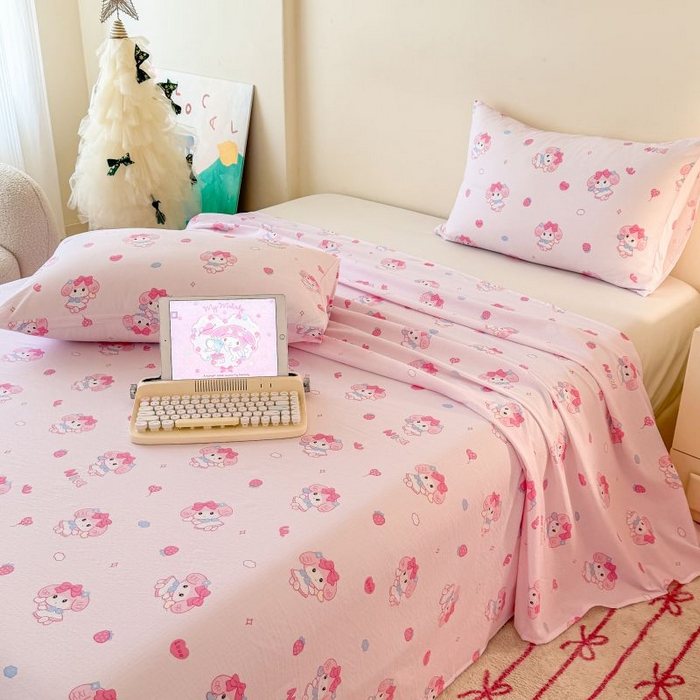 91家纺网 家纺一手货源 找家纺 温眠家纺 2025春夏新款云感棉双层纱床单单床单枕套三件套 莓乐蒂