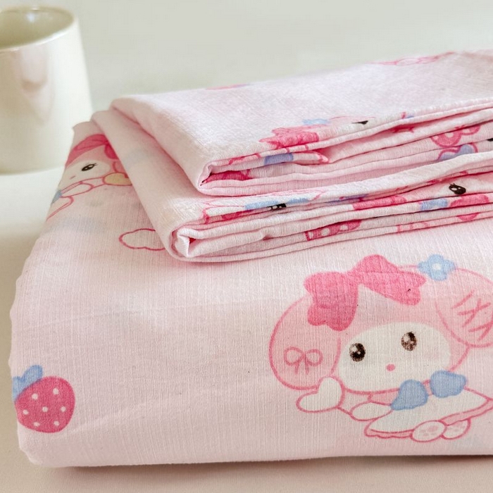 91家纺网 家纺一手货源 找家纺 温眠家纺 2025春夏新款云感棉双层纱床单单床单枕套三件套 莓乐蒂