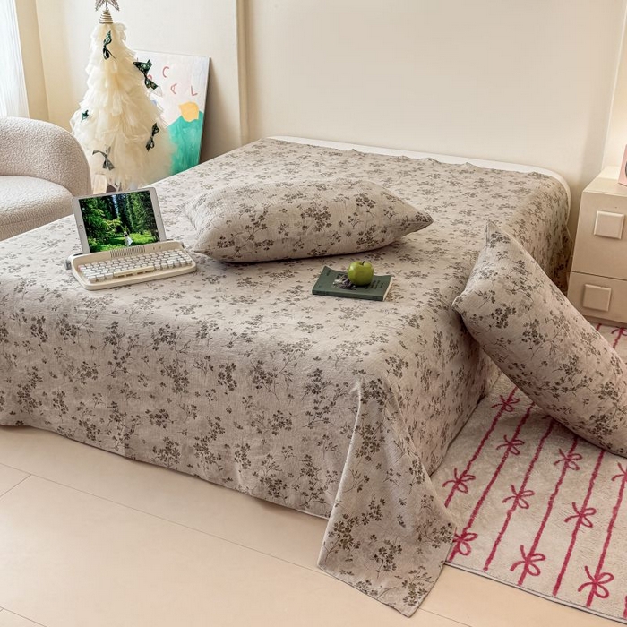 91家纺网 家纺一手货源 找家纺 温眠家纺 2025春夏新款云感棉双层纱床单单床单枕套三件套 秋风萧瑟