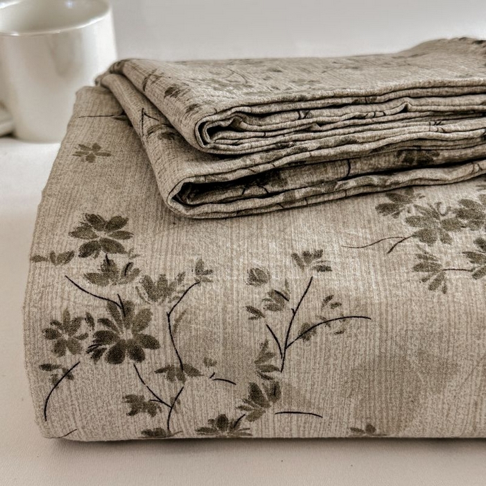 91家纺网 家纺一手货源 找家纺 温眠家纺 2025春夏新款云感棉双层纱床单单床单枕套三件套 秋风萧瑟