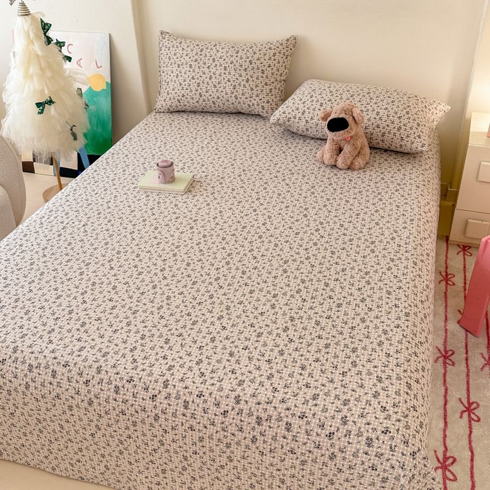 91家纺网 家纺一手货源 找家纺 温眠家纺 2025春夏新款云感棉双层纱床单单床单枕套三件套 失约温柔