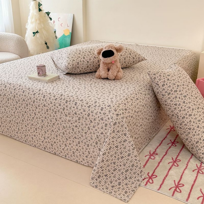 91家纺网 家纺一手货源 找家纺 温眠家纺 2025春夏新款云感棉双层纱床单单床单枕套三件套 失约温柔