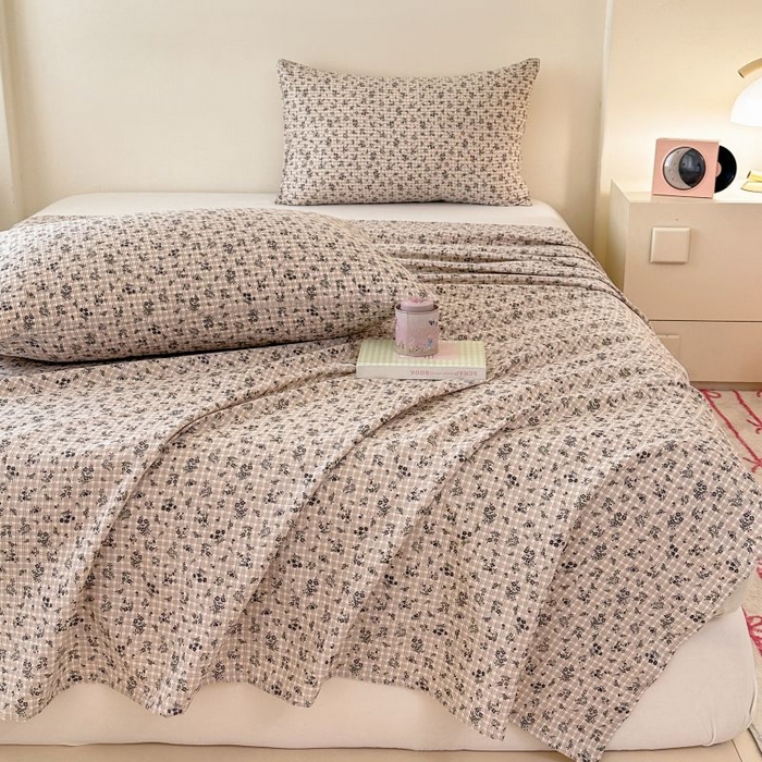 91家纺网 家纺一手货源 找家纺 温眠家纺 2025春夏新款云感棉双层纱床单单床单枕套三件套 失约温柔